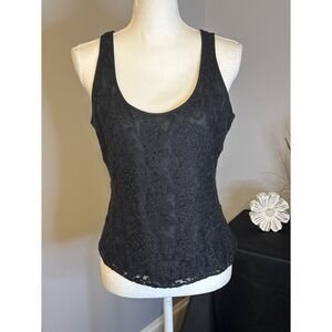 Armani Collezioni Black Lace Sleeveless Top | Side Zipper | IT 46